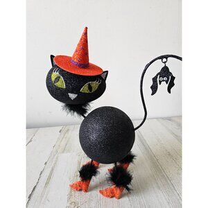 Pier 1 glitter cat bat Halloween witch boots decor rare‎